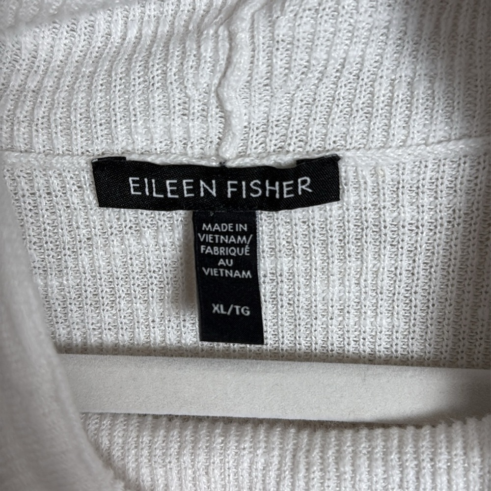 Eileen Fisher White Mock Neck Linen/Cotton Sweater XL Coastal Grandma - Picture 2 of 5